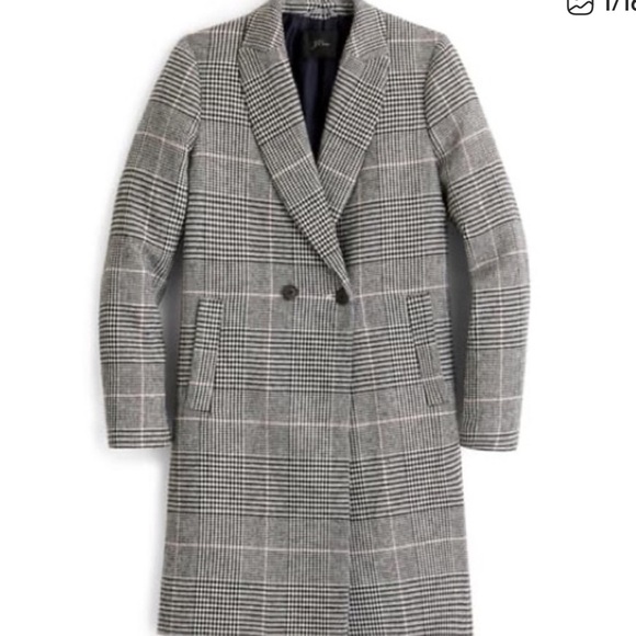 J. Crew Black and glen plaid Checkered top coat double breasted 6 - Picture 3 of 9